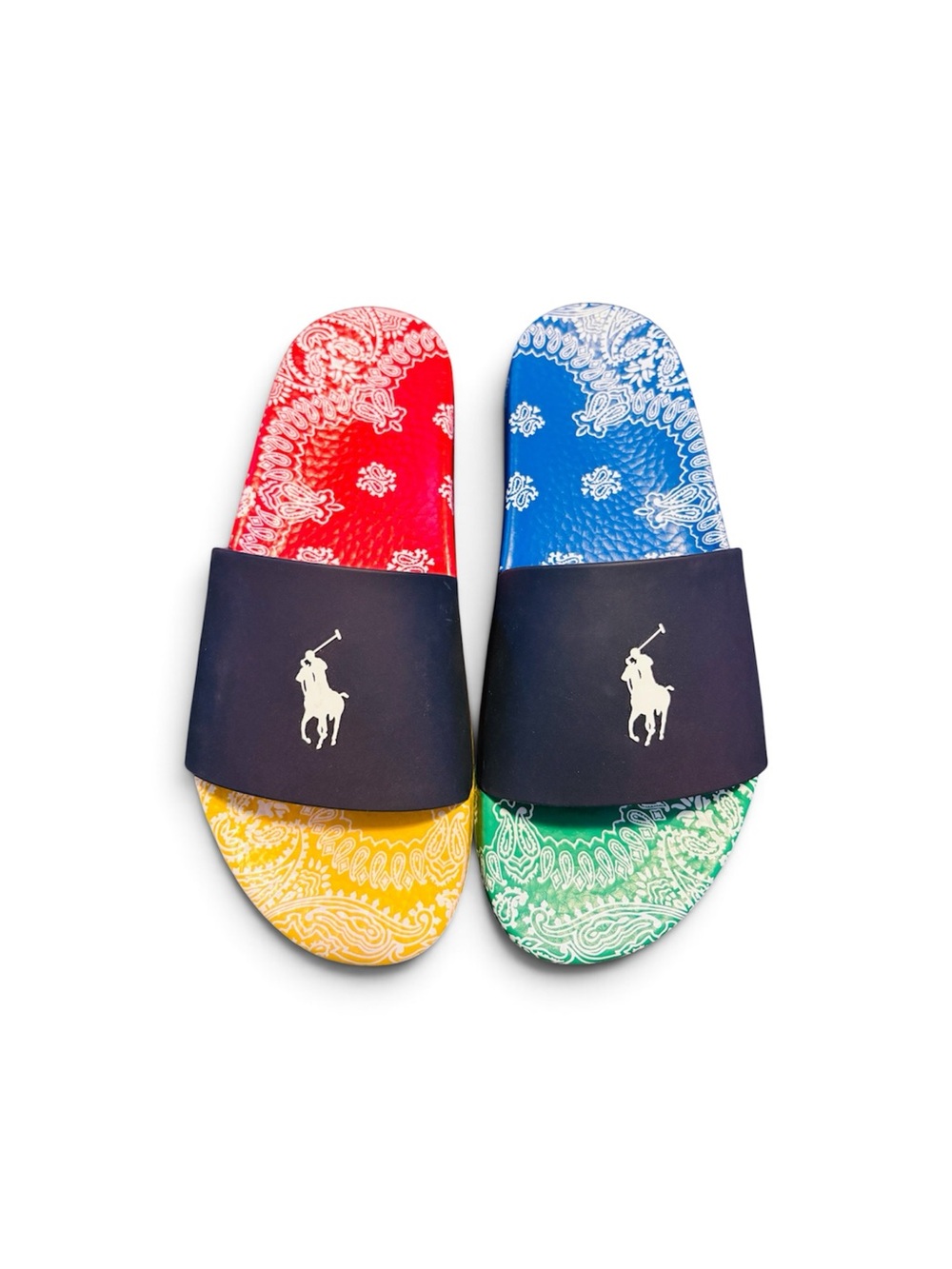 Polo by Ralph Lauren Mens Multicolor Bandana Slide Sandals